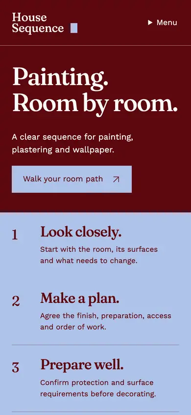 Look 1, House Sequence: sample home page on a phone