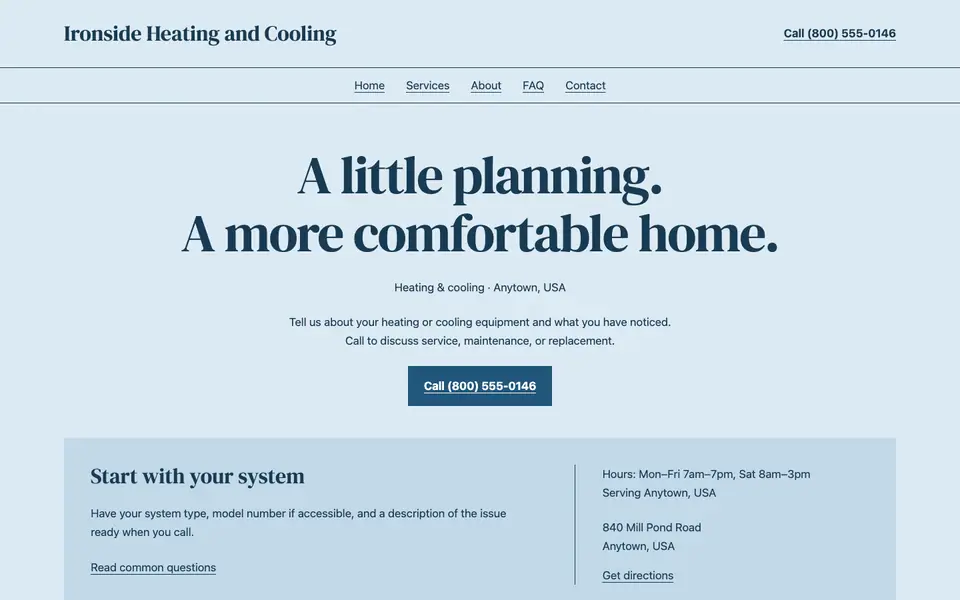 Look 3, Household comfort leaflet: sample home page on a computer