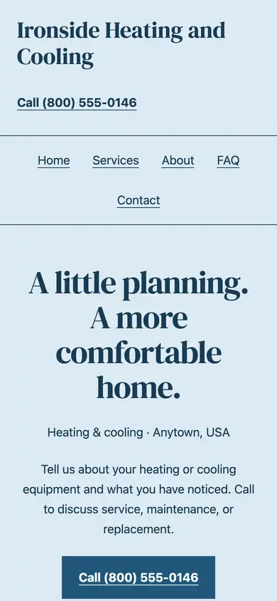 Look 3, Household comfort leaflet: sample home page on a phone