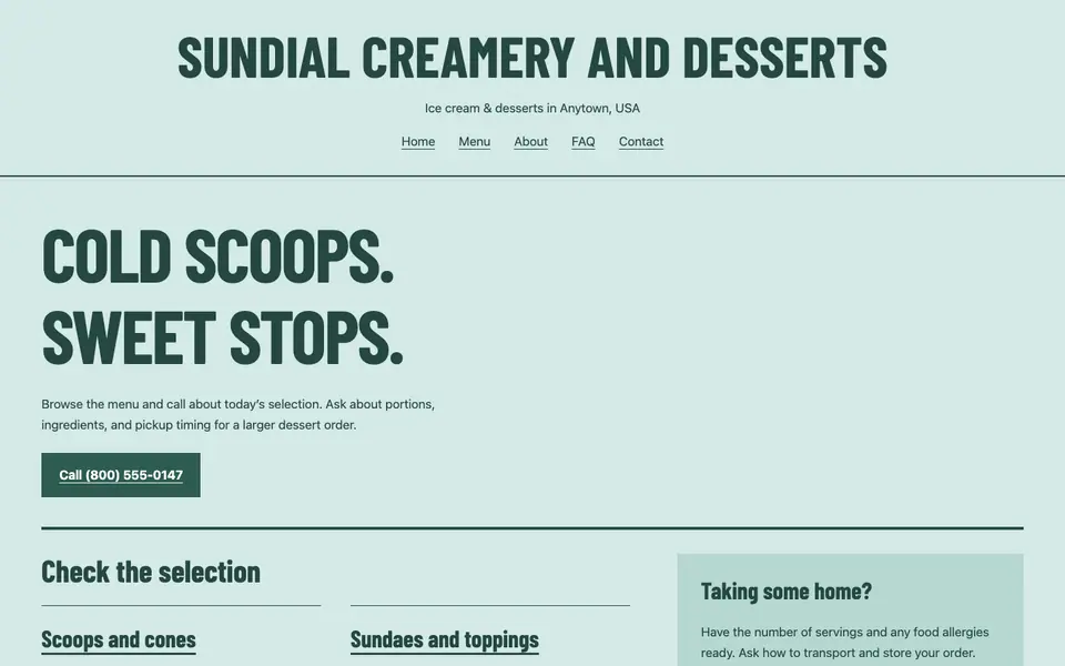 Look 2, Freezer-case list: sample home page on a computer