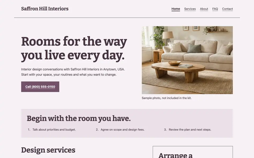 Look 1, Neighborhood room planning folder: sample home page on a computer