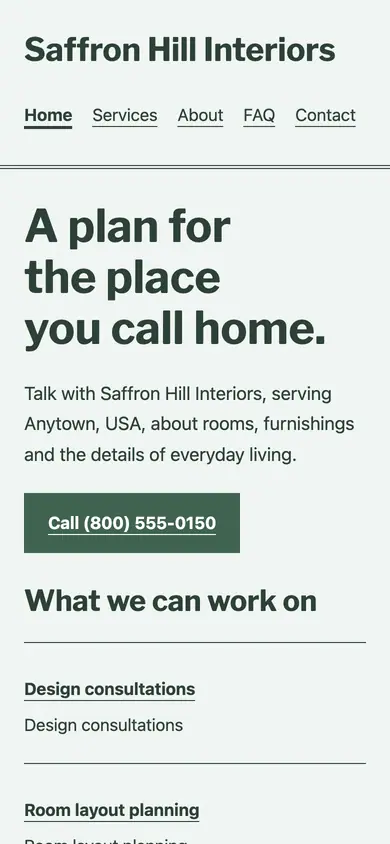 Look 2, Apartment design consultation book: sample home page on a phone
