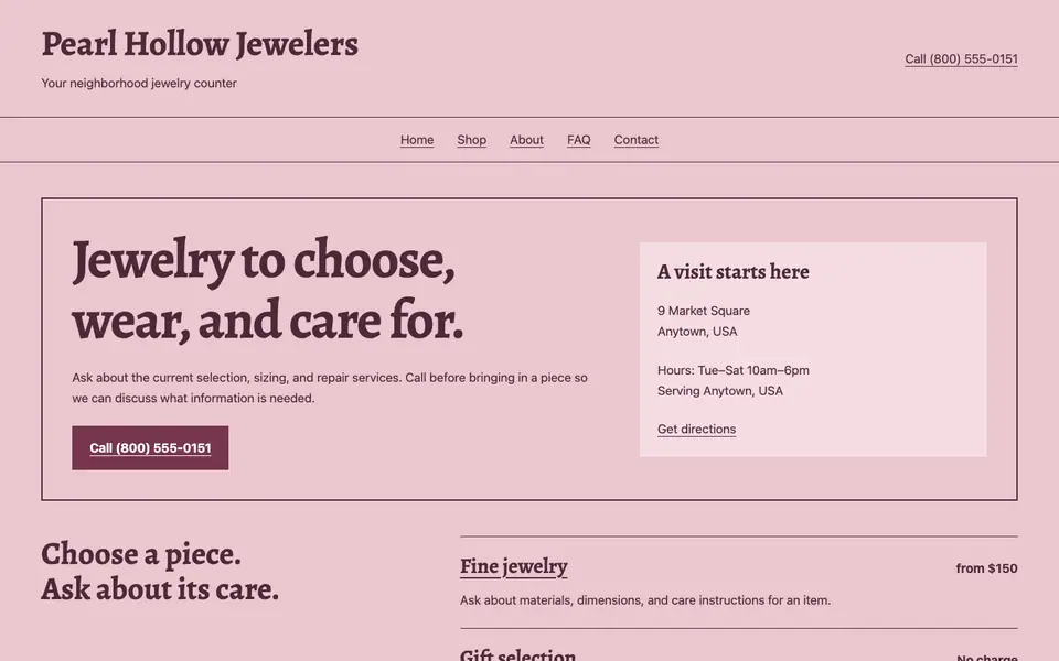 Look 2, Gift-counter card: sample home page on a computer