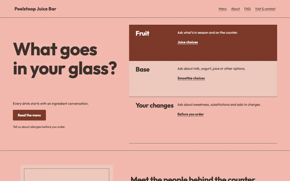 Look 1, Ingredient color bands: sample home page on a computer