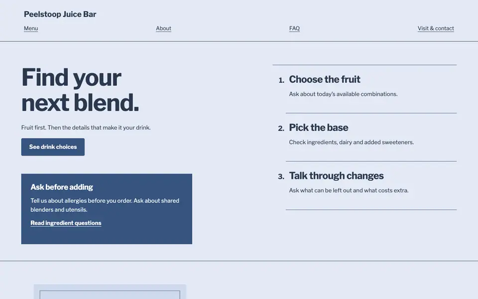 Look 3, Made to order blend path: sample home page on a computer