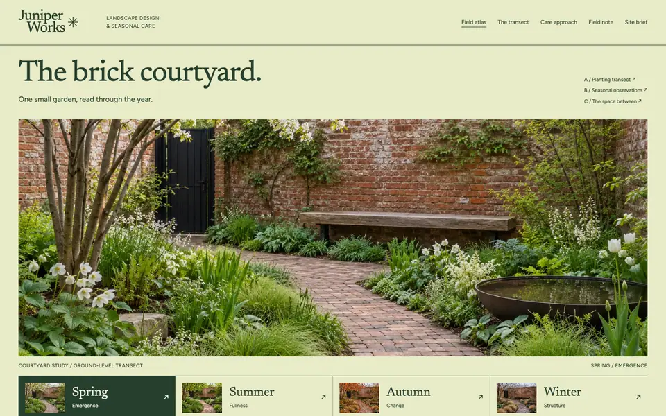 Look 1, Juniper Works: sample home page on a computer