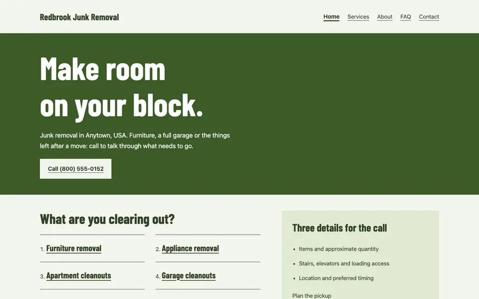 Look 1, Block pickup notice: sample home page on a computer