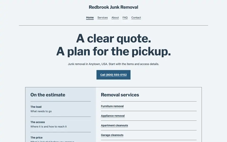 Look 2, Cleanout estimate pad: sample home page on a computer