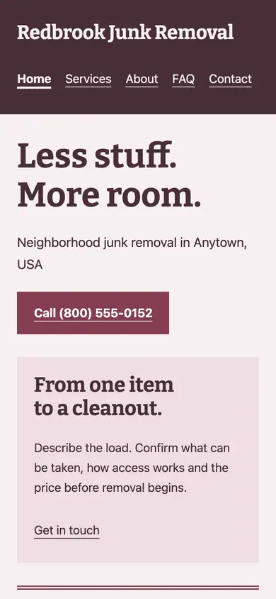 Look 3, Truck-door lettering: sample home page on a phone