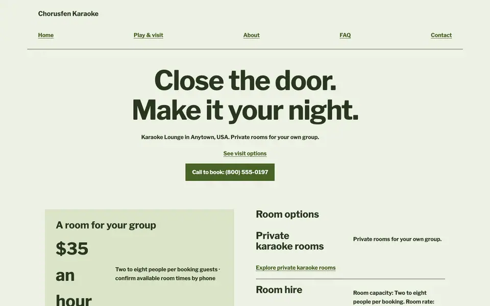 Look 2, Room-time selector: sample home page on a computer