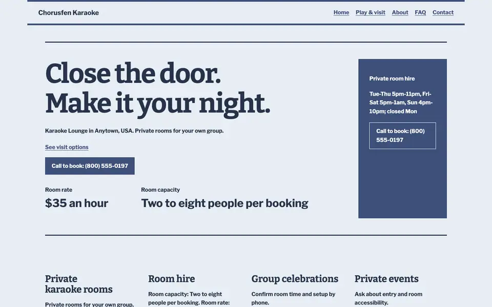 Look 3, Evening reservation envelope: sample home page on a computer