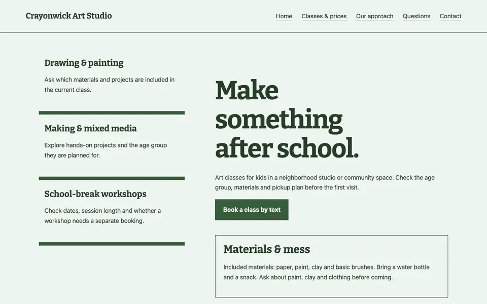 Look 2, Materials shelf: sample home page on a computer