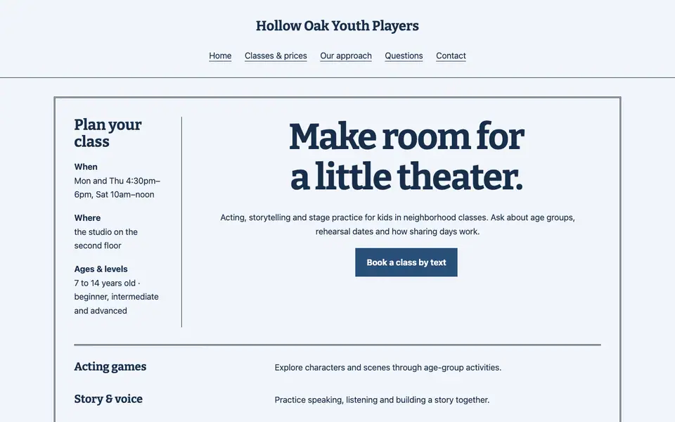 Look 2, Neighborhood playbill: sample home page on a computer