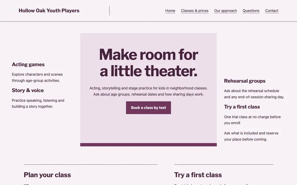 Look 3, Stage and wings: sample home page on a computer