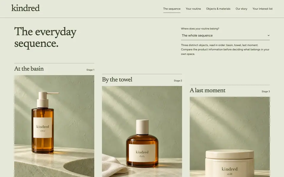 Look 1, Kindred: sample home page on a computer