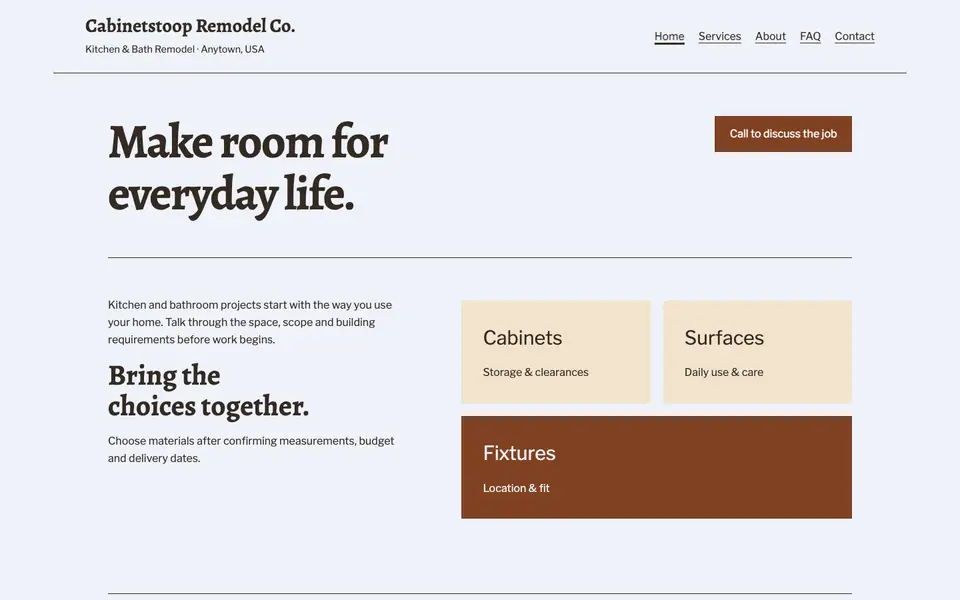 Look 2, Material decisions: sample home page on a computer
