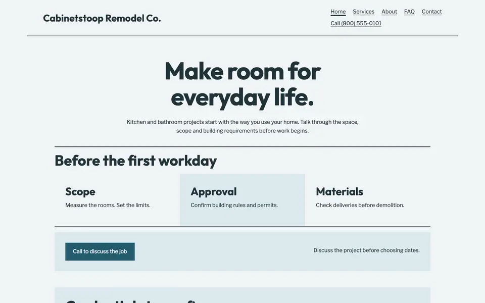 Look 3, Renovation calendar: sample home page on a computer