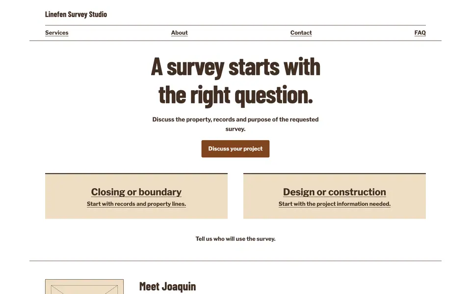 Look 2, Survey purpose selector: sample home page on a computer