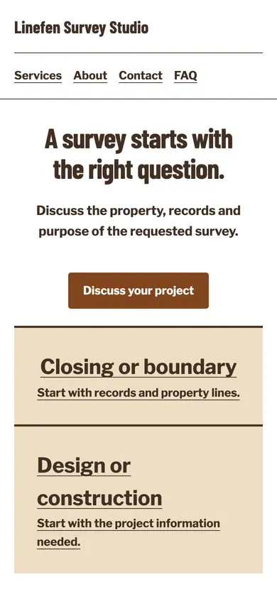 Look 2, Survey purpose selector: sample home page on a phone