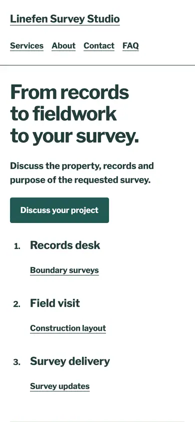 Look 3, Fieldwork route register: sample home page on a phone