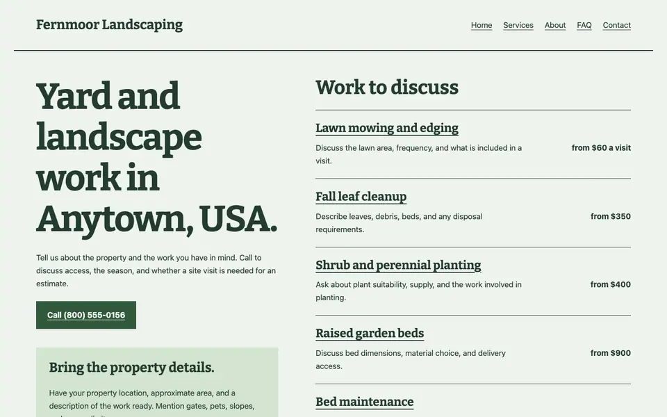 Look 1, Neighborhood nursery order sheet: sample home page on a computer