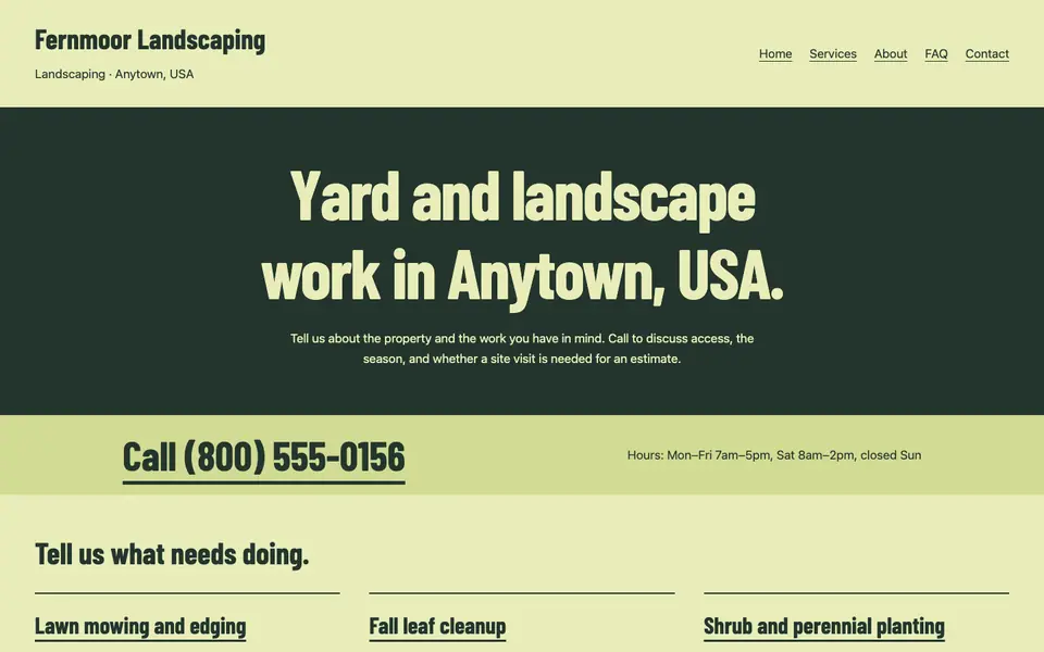 Look 2, Landscape truck lettering: sample home page on a computer