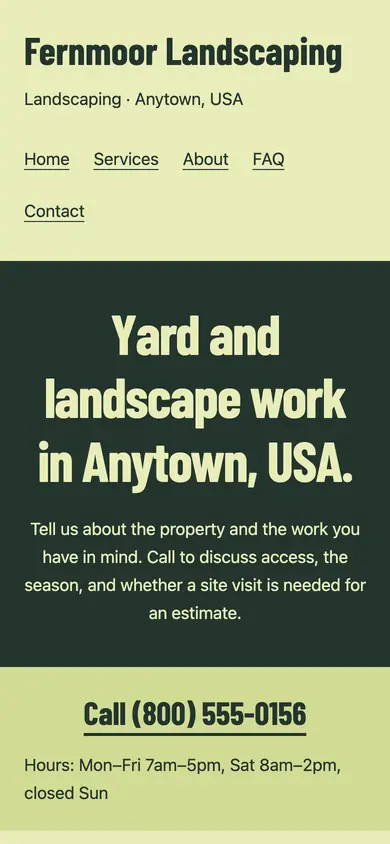 Look 2, Landscape truck lettering: sample home page on a phone