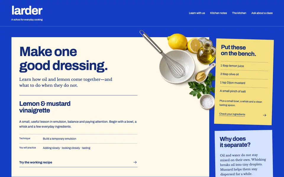 Look 1, Larder: sample home page on a computer