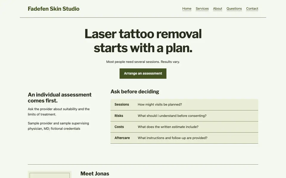 Look 1, Consultation letter and question register: sample home page on a computer