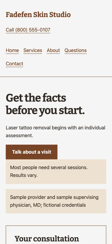 Look 2, Assessment question notebook: sample home page on a phone