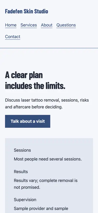 Look 3, Plan and limits register: sample home page on a phone