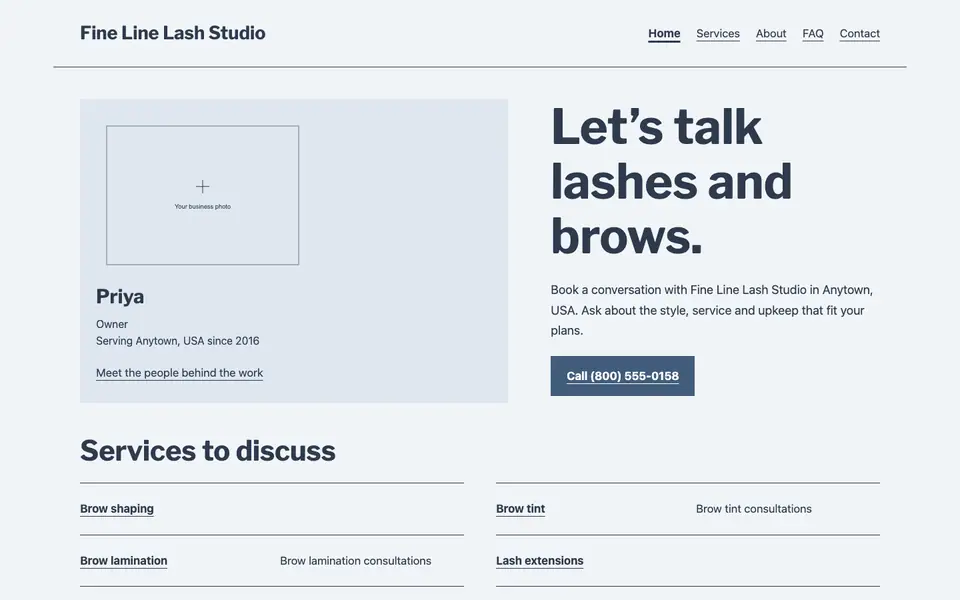 Look 3, Beauty counter service register: sample home page on a computer