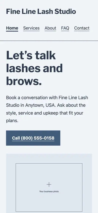 Look 3, Beauty counter service register: sample home page on a phone