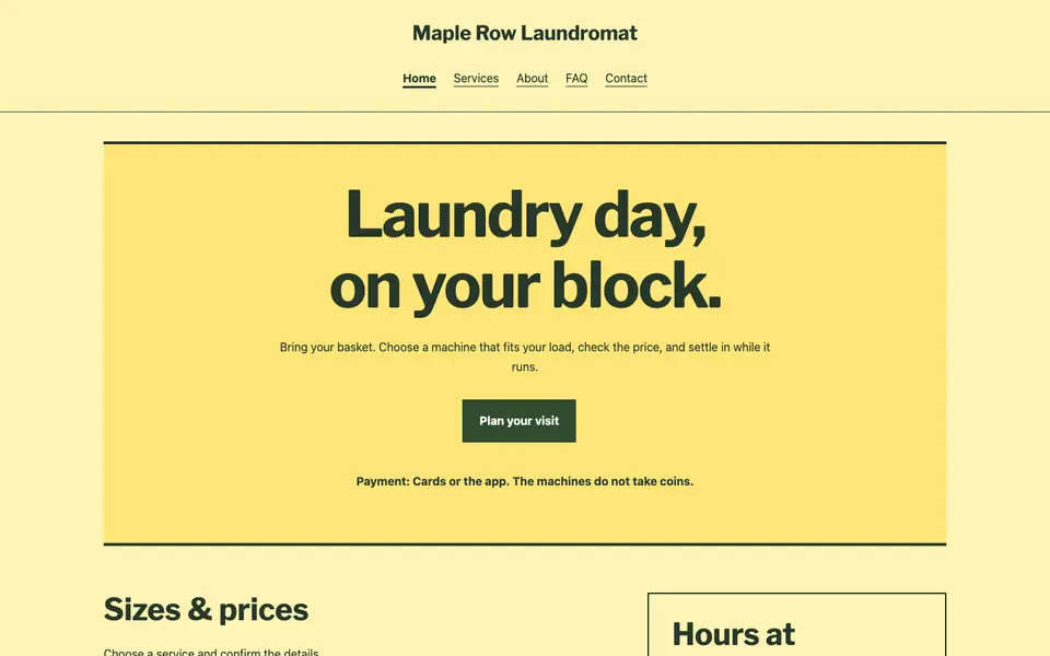 Look 2, Neighborhood wash board: sample home page on a computer