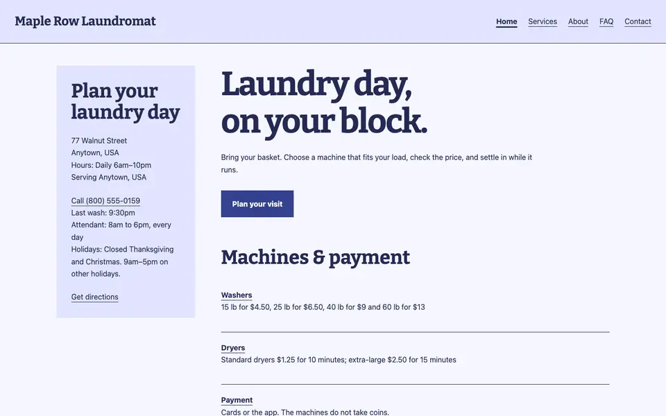 Look 3, Laundry room notice: sample home page on a computer