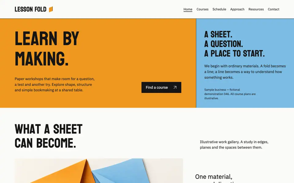 Look 1, Lesson Fold: sample home page on a computer