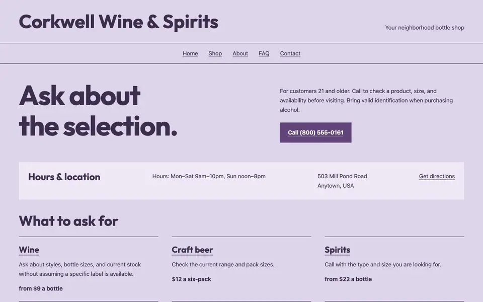 Look 2, Shop selection circular: sample home page on a computer