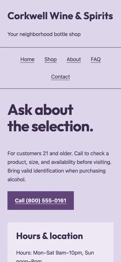 Look 2, Shop selection circular: sample home page on a phone