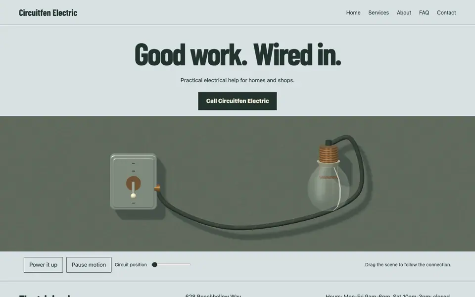 Look 1, Live Wire: sample home page on a computer