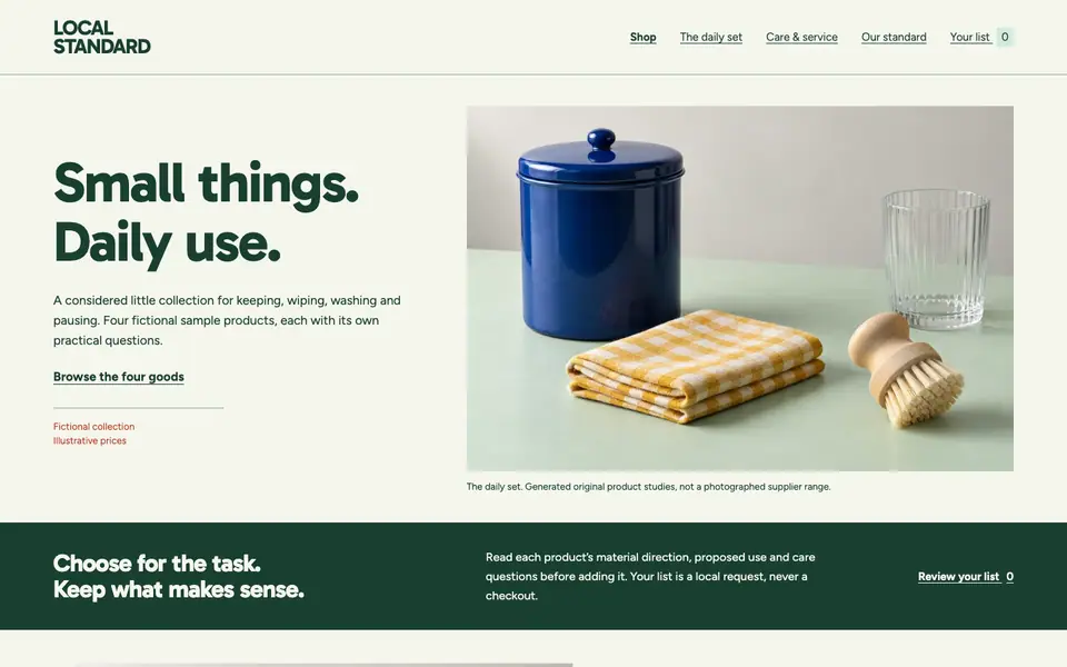 Look 1, Local Standard: sample home page on a computer