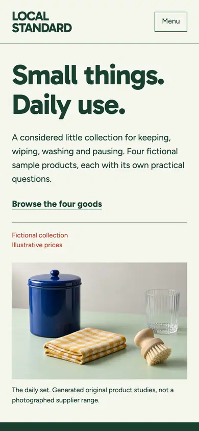 Look 1, Local Standard: sample home page on a phone