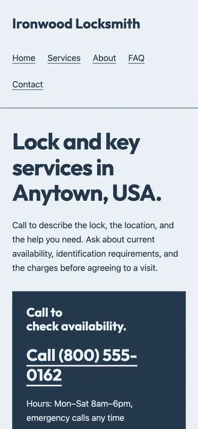 Look 1, Neighborhood dispatch slip: sample home page on a phone