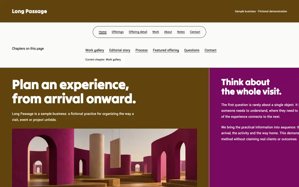 Look 1, Long Passage: sample home page on a computer