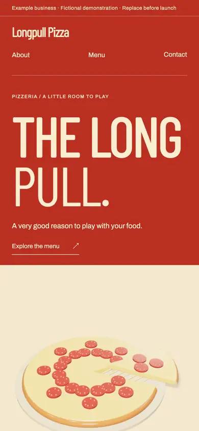 Look 1, Longpull: sample home page on a phone