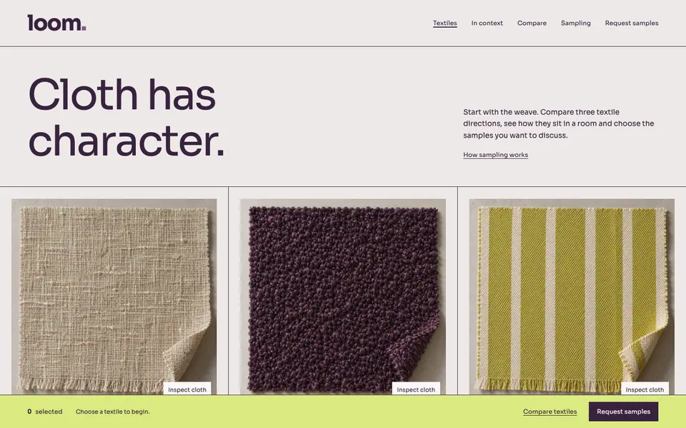 Look 1, Loom: sample home page on a computer