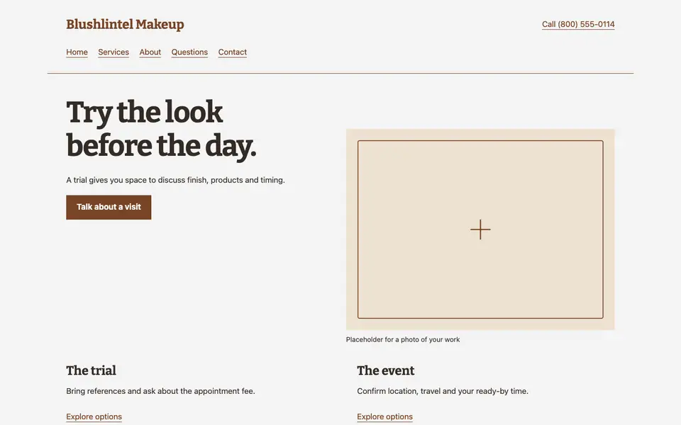Look 2, Trial and event pairing: sample home page on a computer