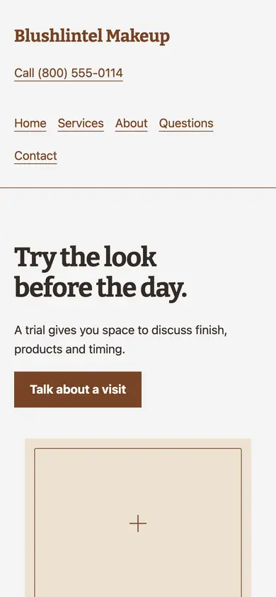 Look 2, Trial and event pairing: sample home page on a phone