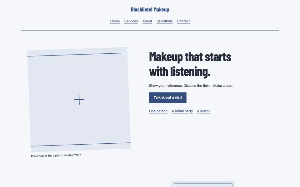 Look 3, Artist work folio: sample home page on a computer