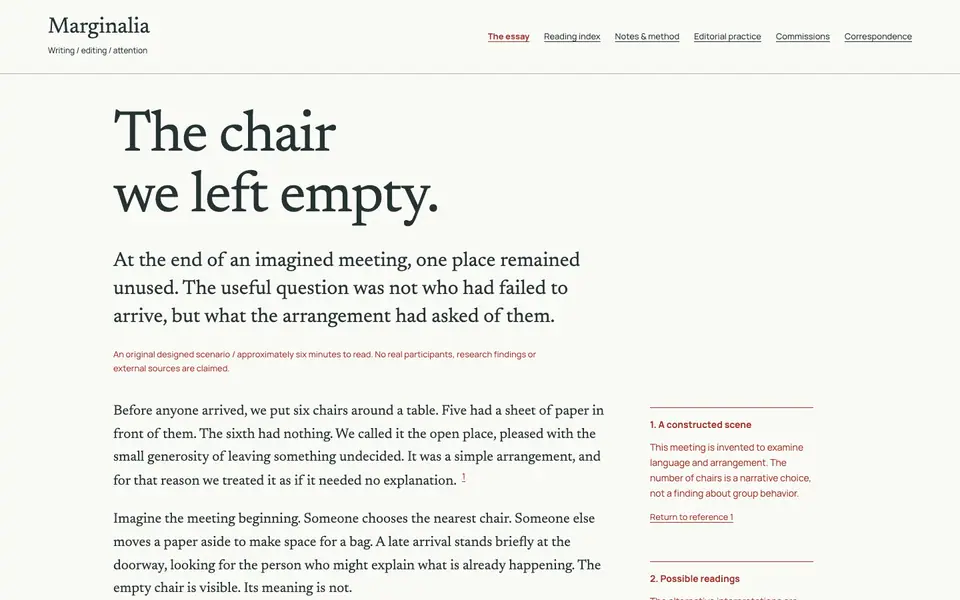 Look 1, Marginalia: sample home page on a computer