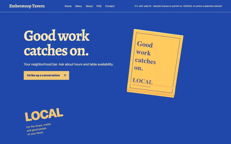 Look 1, Matchbook Fold: sample home page on a computer